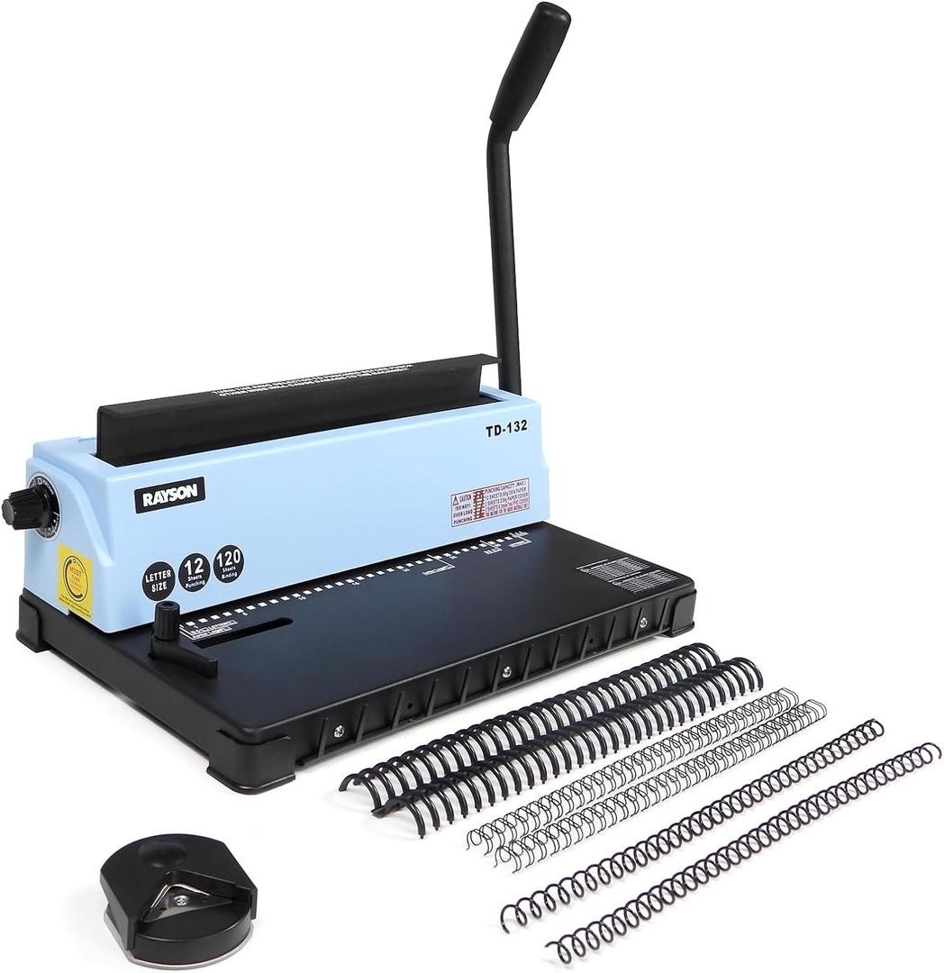 Rayson TD-132 Wire Binding Machine 32-Hole Spiral Coil Binder 3:1 Pitch Punches