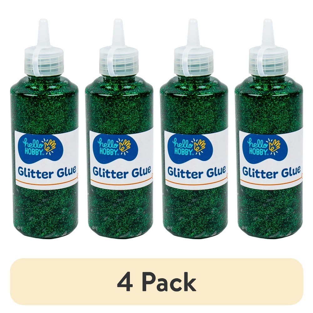 Glitter Glue Green 4 Pack 2.9 oz Craft Supplies for Kids Ages 6 and Up