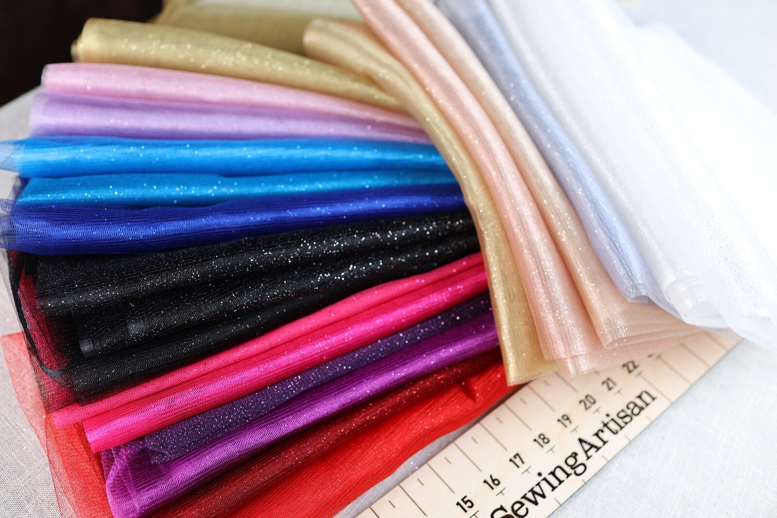 20 Colors Glitter Mesh Semi Soft Fabric By the Yard