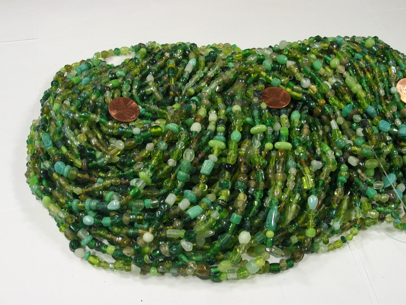 2 Pounds Green Color India Handmade Glass Spacer Beads Bulk Lot (QKP-7) ⭐