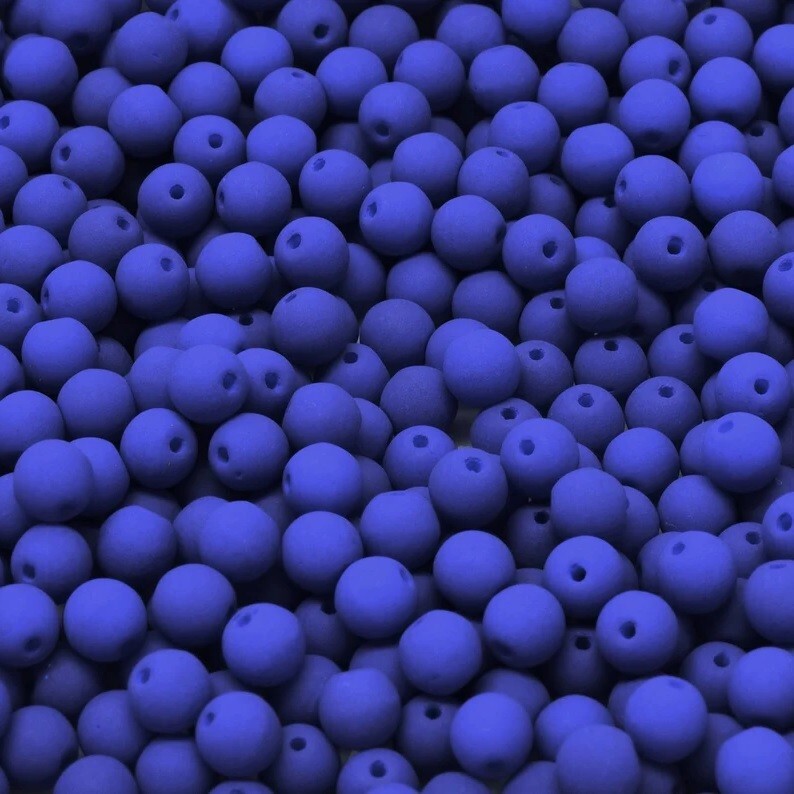 CZECH GLASS BEADS ROUND DRUK 4mm DARK BLUE NEON MATTE 60 BEADS
