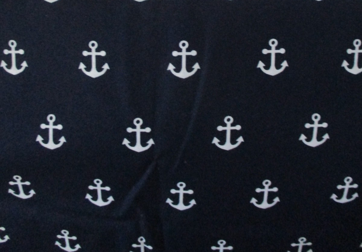 *FABRIC: Nautical Anchor Fabric Navy or White BTHY Cotton Quilt Craft Sew (F29)