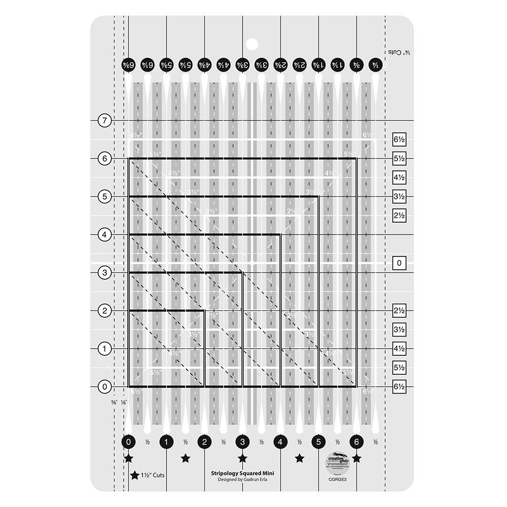 Creative Grids Stripology Mini Slotted Quilting Ruler CGRGE3, 8-1/2in x 12-1/2in