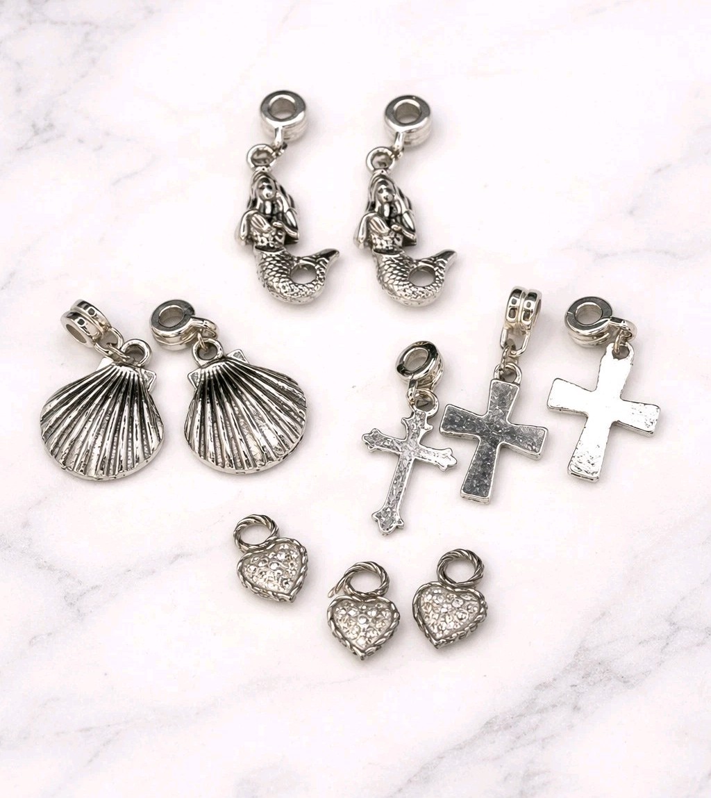 Mini Charm Lot – Mermaid Seashell Cross Heart Earring Charms Mini Bracelet Charm