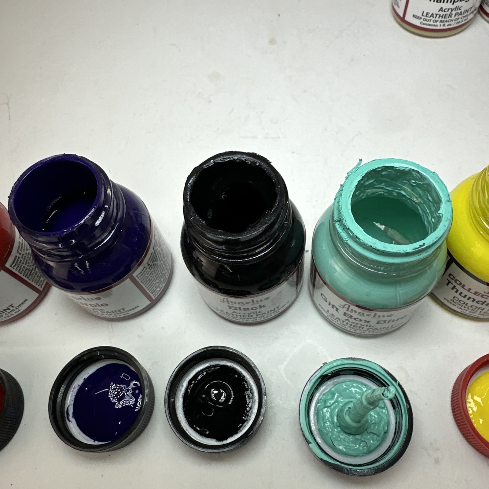 Angelus Acrylic Leather Paint Lot 20x 1oz Mixed Colors Used Sneaker Custom