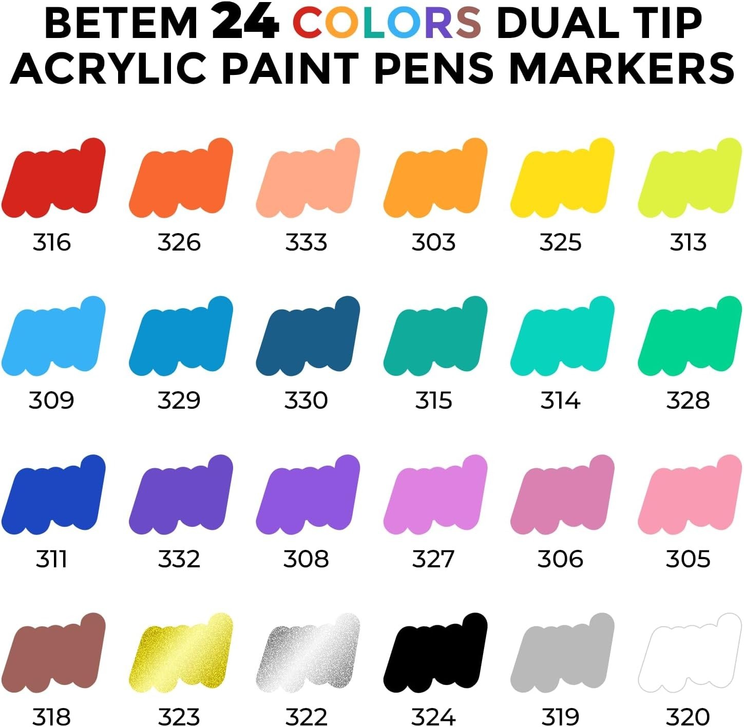 24 Colors Dual Tip Acrylic Paint Markers, Fabric Decorating Kits Water-Based…