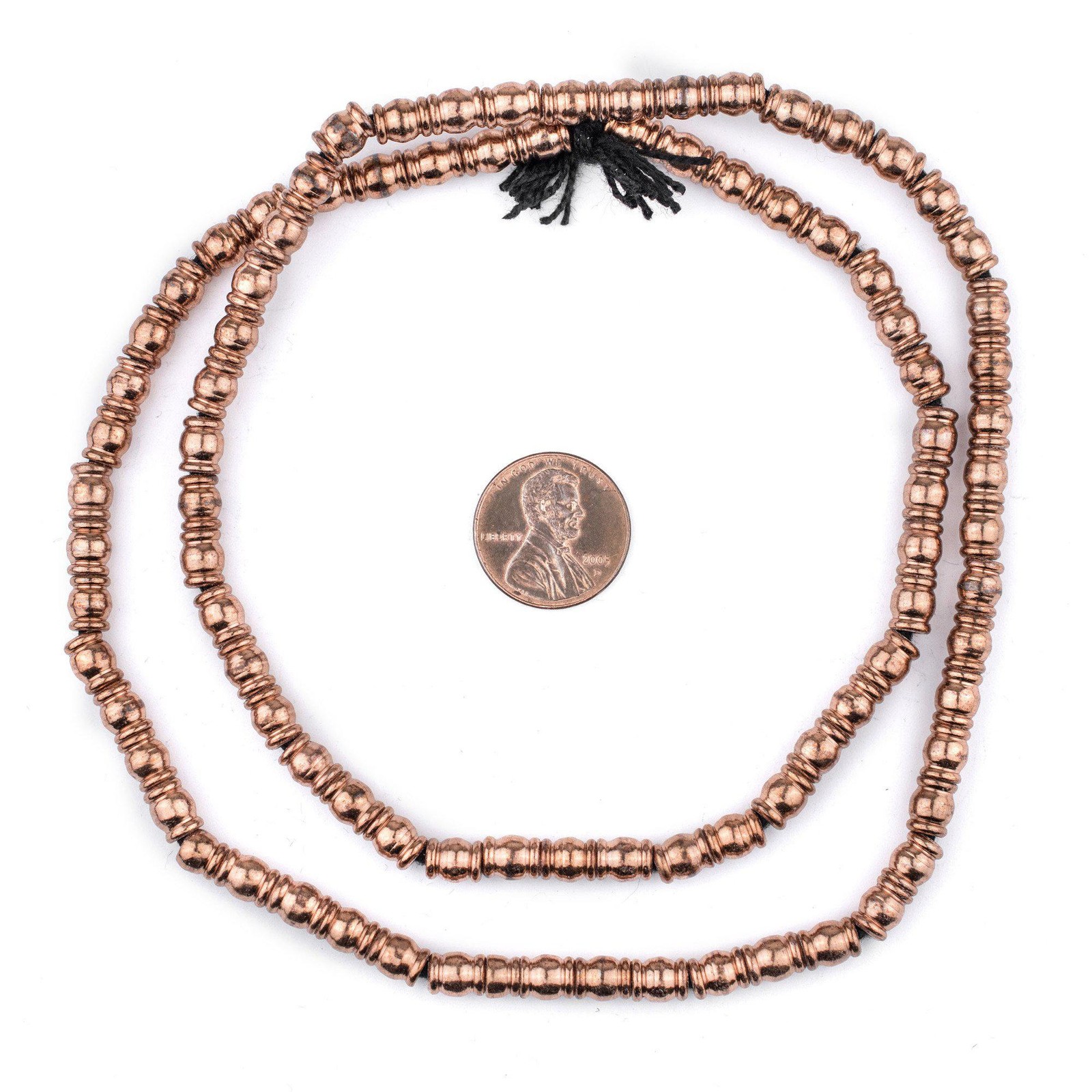 Copper Beveled Barrel Beads 7x5mm Unusual Large Hole 24 Inch Strand