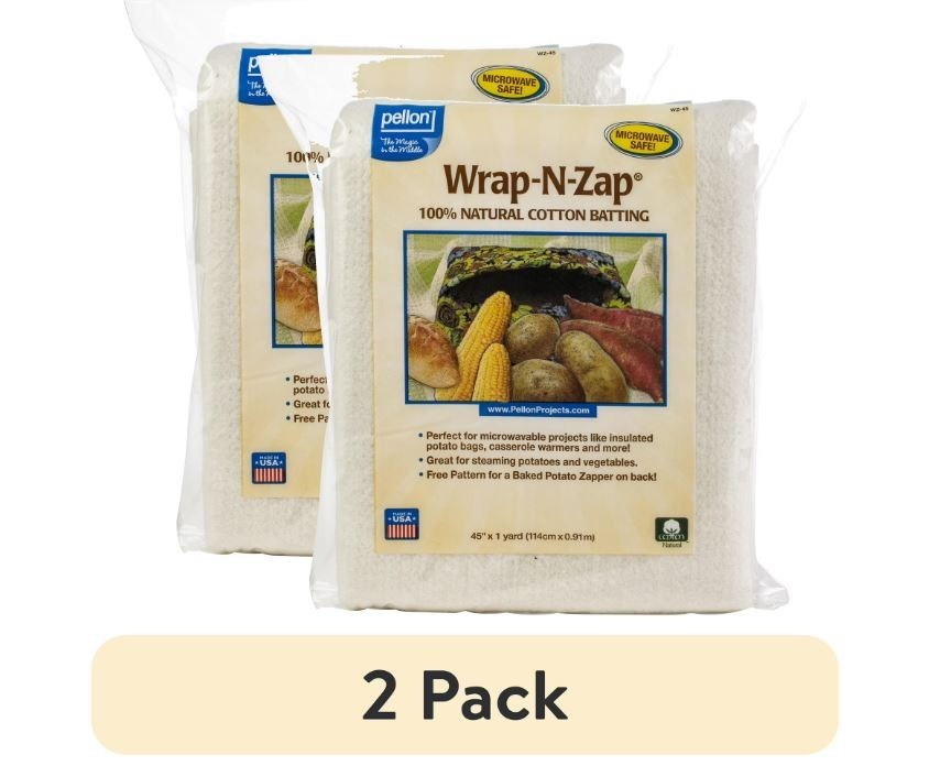 Pellon Wrap-N-Zap Quilting Batting, off-White 45″ x 36″ Precut Package (2 pack)