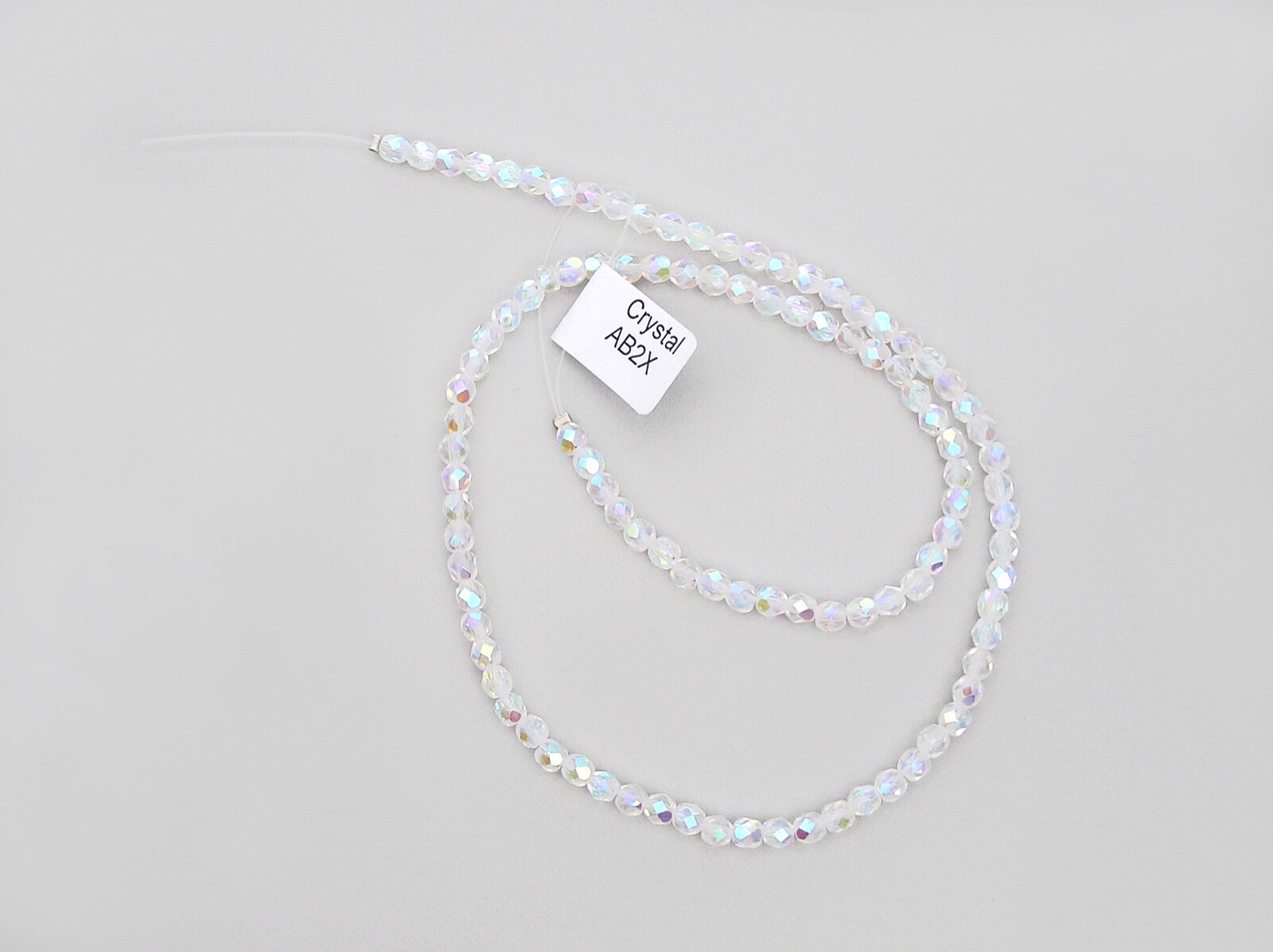 Czech Fire Polished Round Faceted Glass Beads, Crystal AB2X full Aurora Borealis