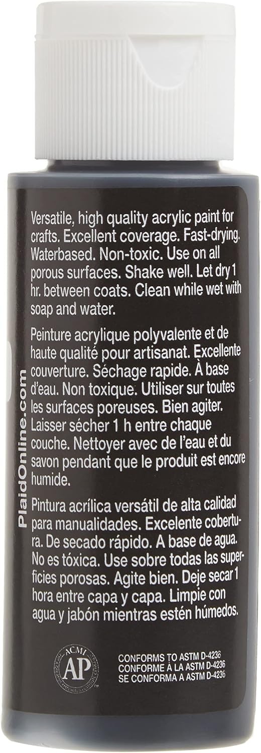 Apple Barrel Black Craft Paint 20504, 2 oz Bottle