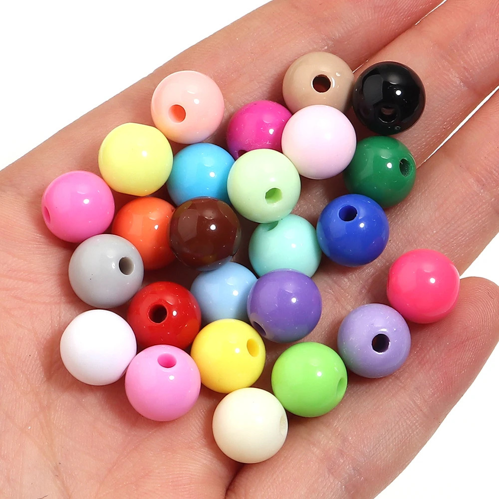 10-100Pcs/Lot 6-20Mm Solid Color round Acrylic Beads Loose Spacer Beads for Jewe
