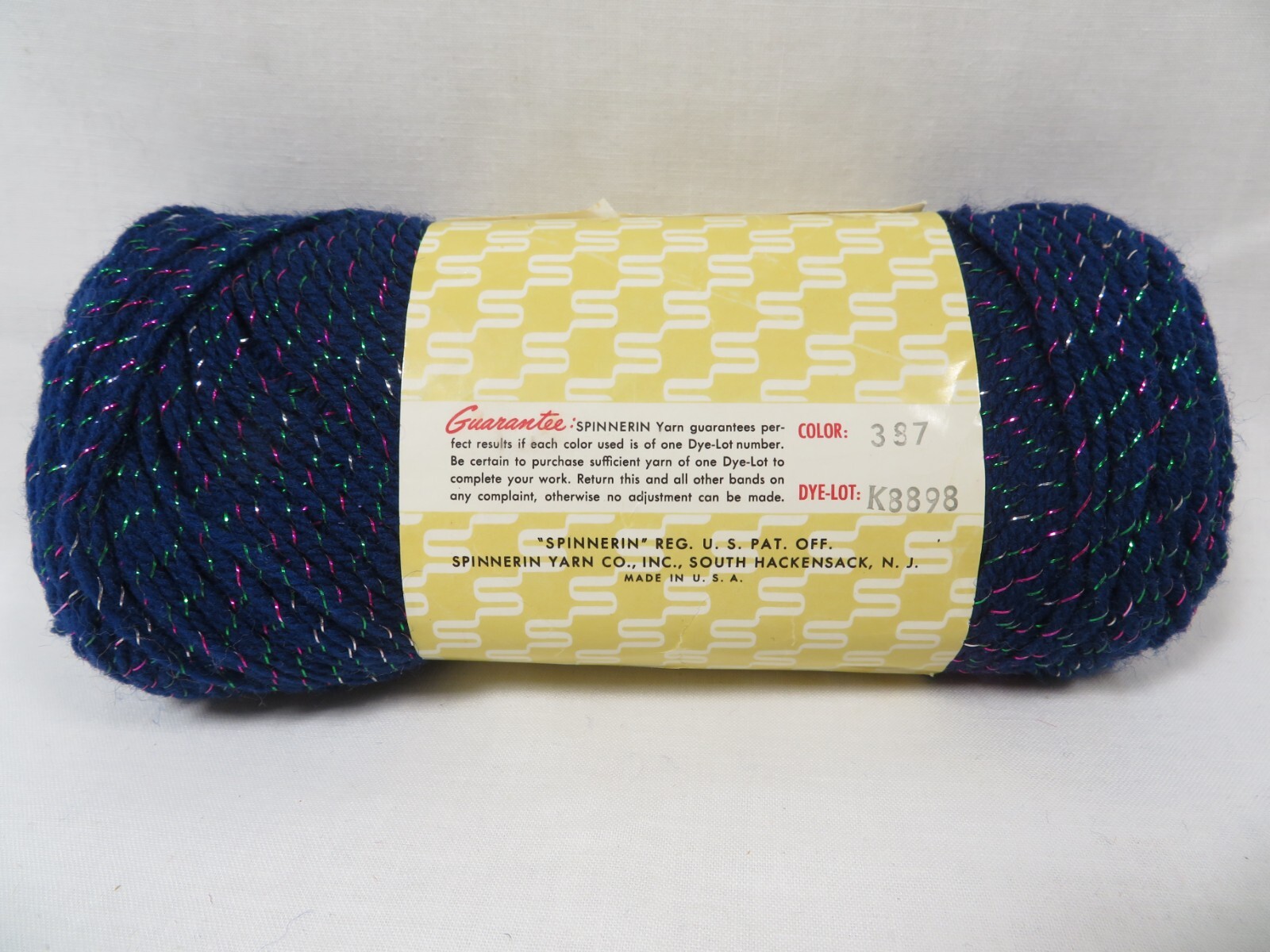 Vintage Spinnerin Sparkle Twist Yarn Lot of 4 Skeins Navy Blue