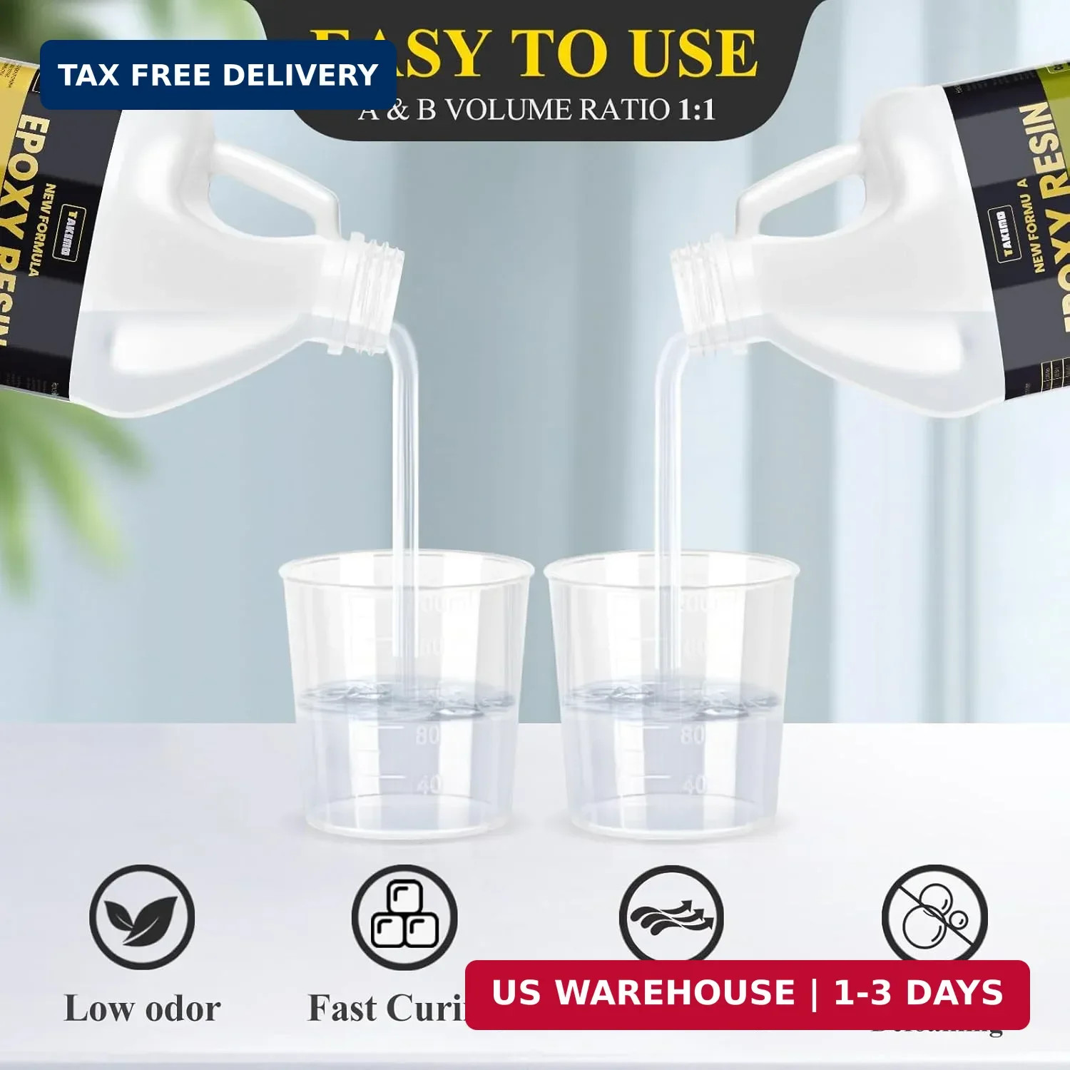 TAKIMO 2 Gallon 3×UV Resistant Resin Kit,No Bubble & Crystal Clear Epoxy Resin f