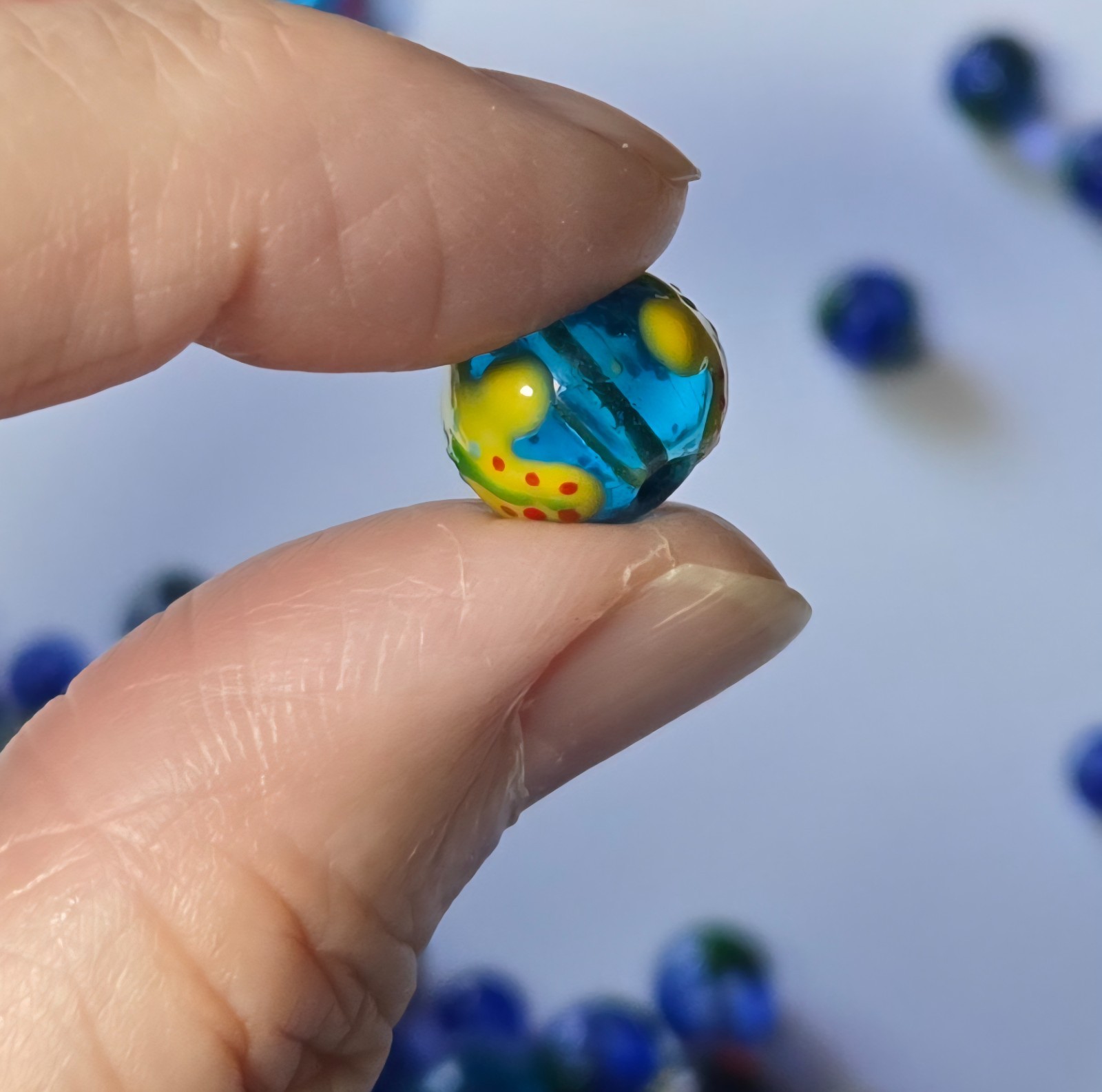 Flower Beads Round Navy Blue Beads for Jewelry Beads DIY craft 100 pcs 10mm