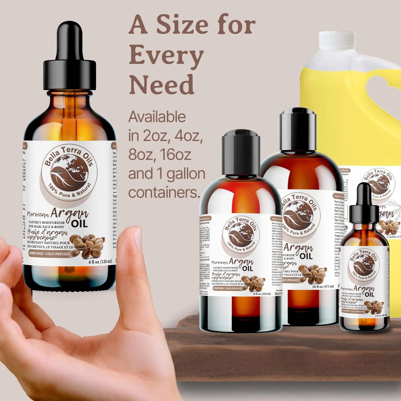Moroccan Argan Oil – 16oz | Premium Cold-Pressed Oil for Skin, Hair, & DIY Proje
