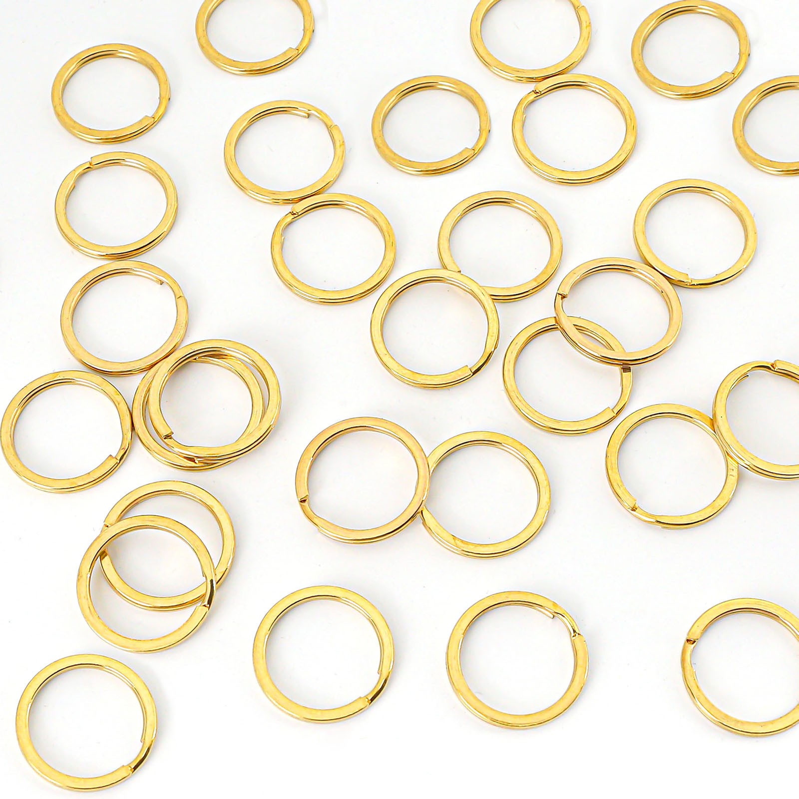 Solid Brass Flat Keyring 15/20/25/30/32/35mm Split Key Rings Hoop Loop Keychain