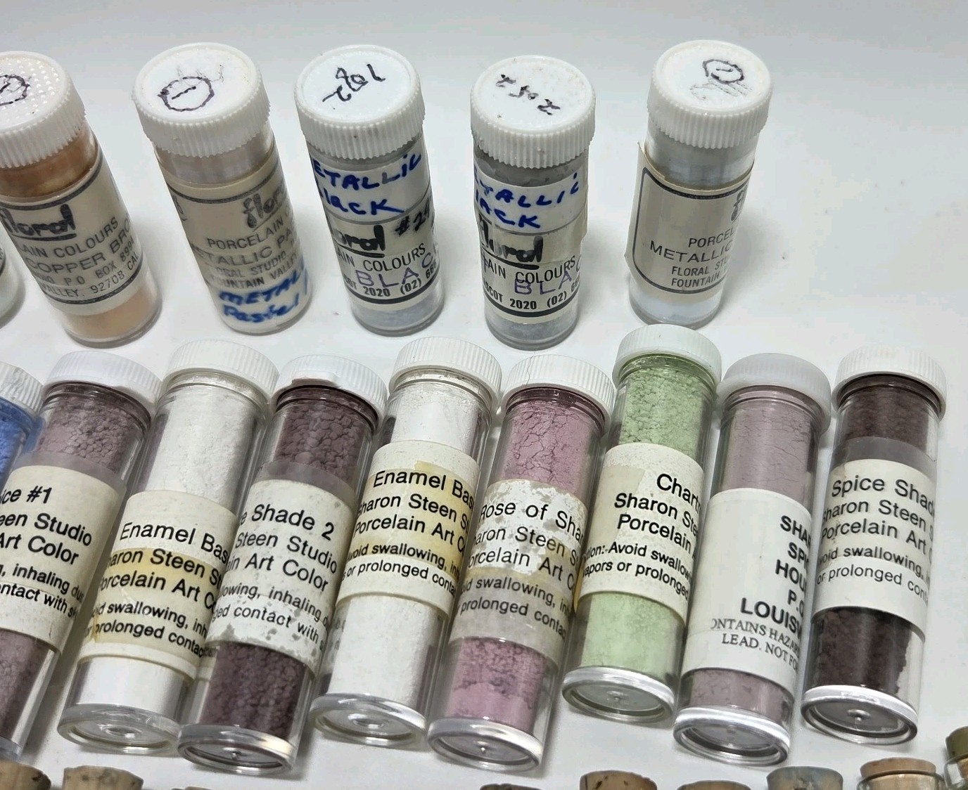 VTG Lot Of 49 China Paint Porcelain Dry Powder Various Manufacturers W/Metallics