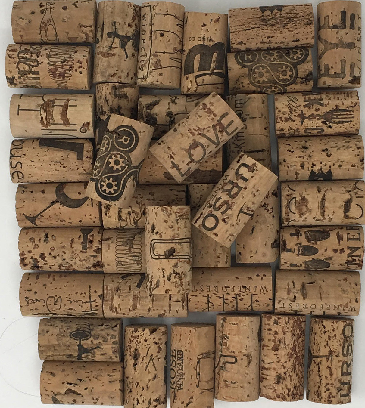 New Wine Corks for Crafting. All Natural, Printed Mark for Arts, Crafts, Decor.