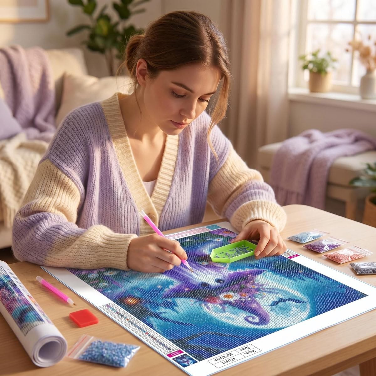 Halloween Ghost Flower Diamond Painting Kit for Adults 5D Art
