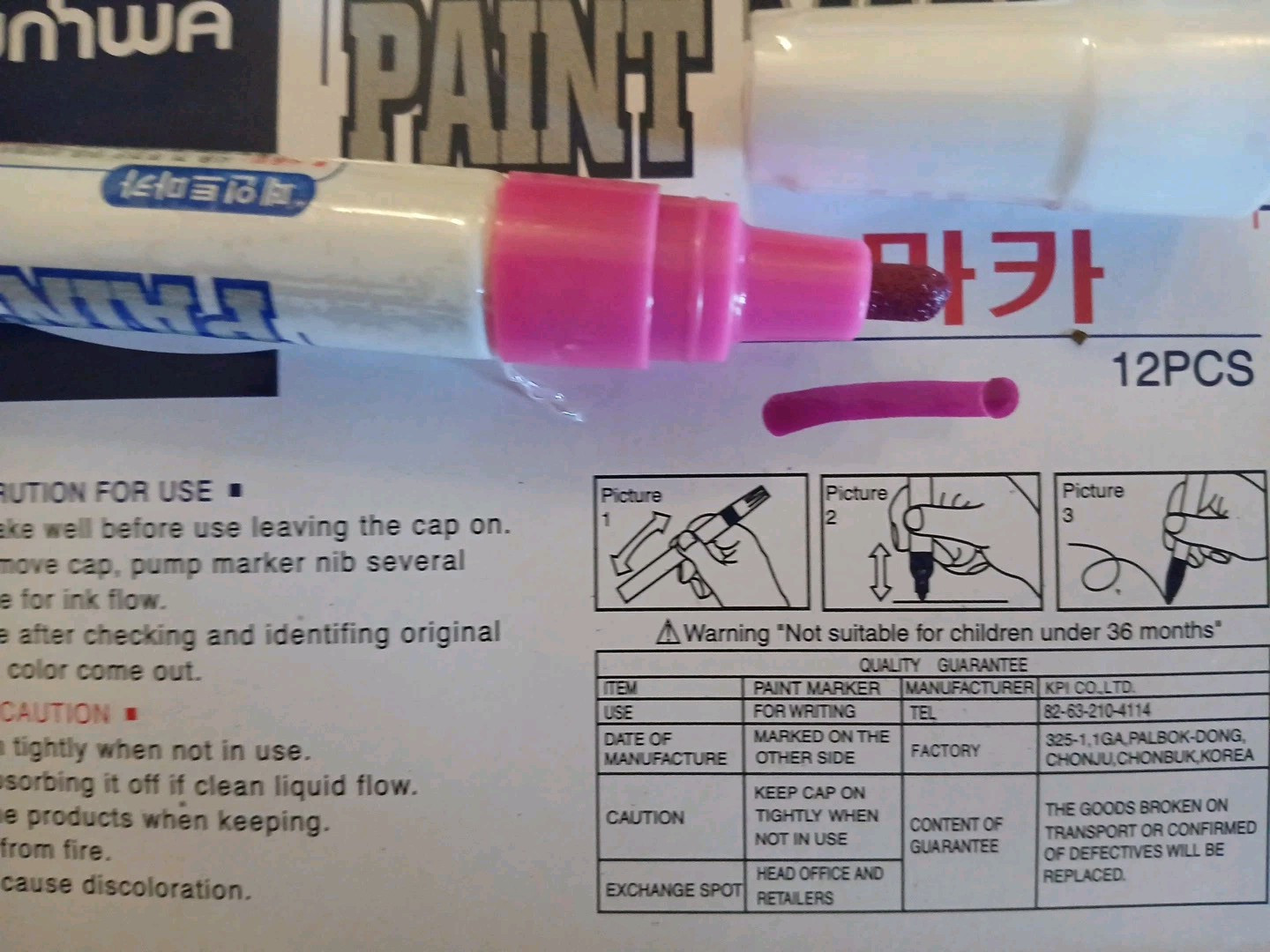 Paint Markers Pink Oil-Based Pen Permanent Waterproof Tread Rubber Metal 12