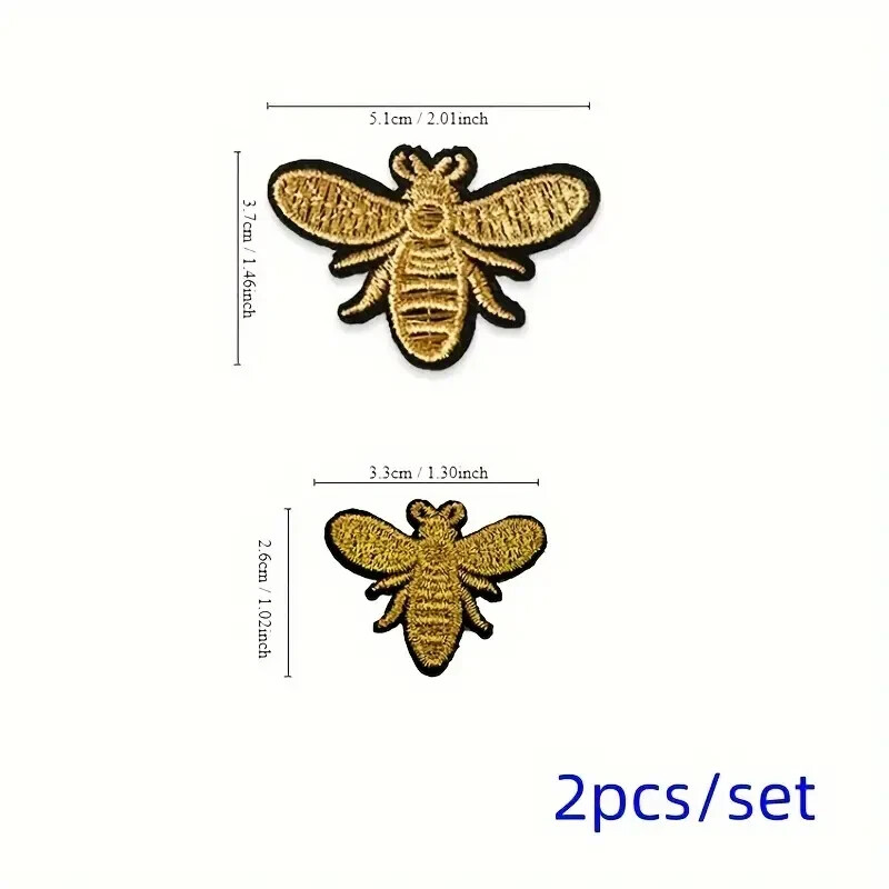 Golden Bee Embroidered Patches, Iron-on 2 pcs FREE SHIPPING