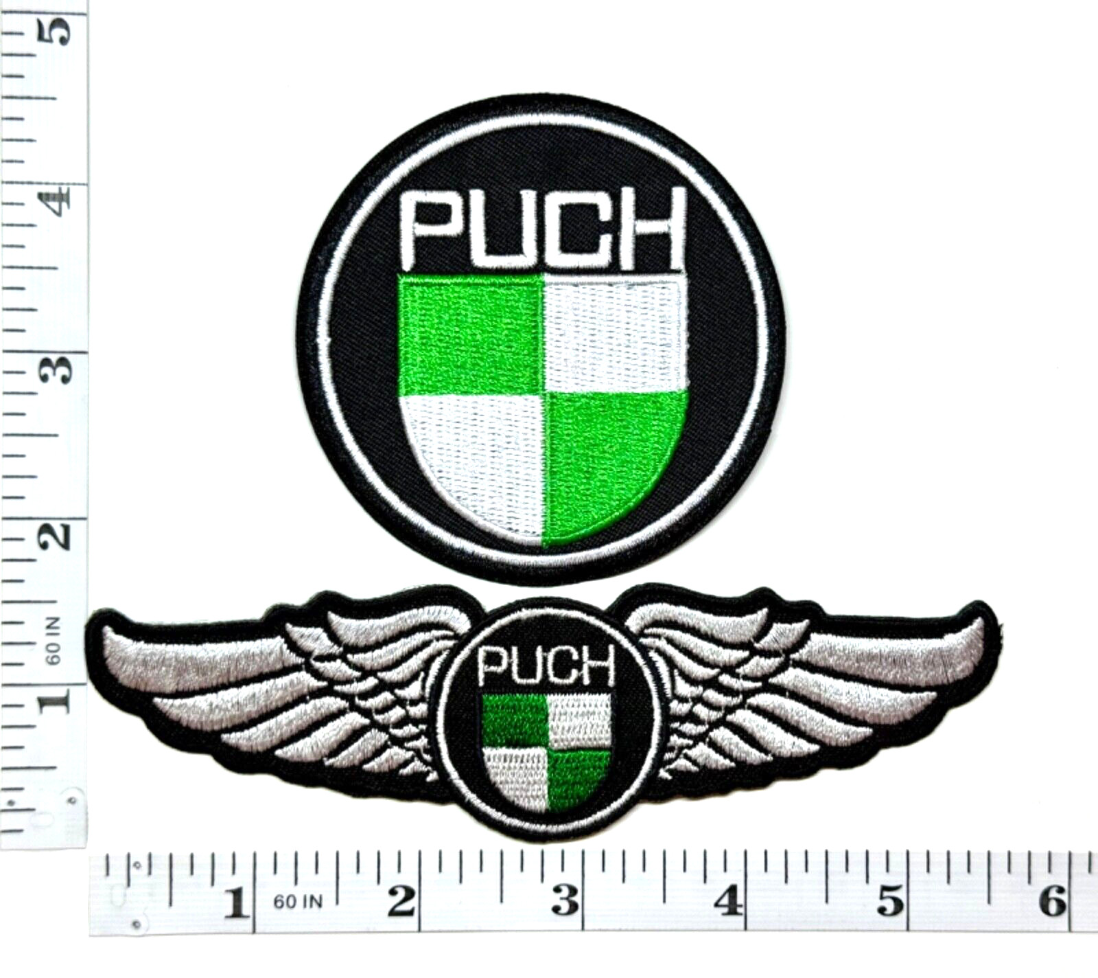 Embroidered Patch – Puch – Awesome 2-Patch Set – NEW – Iron-on – Austria