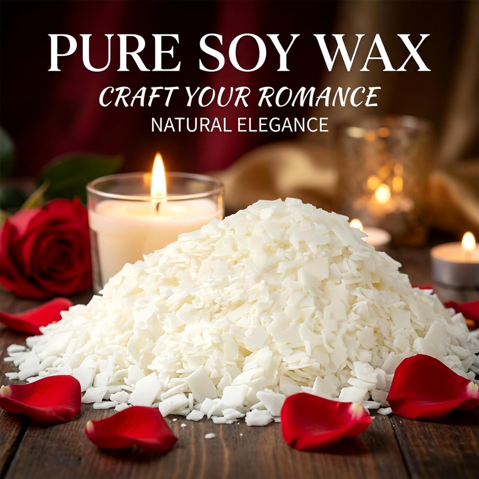 Sukh 15oz Natural Soy Wax for Candle Making – 430g Pure 2 LB, no
