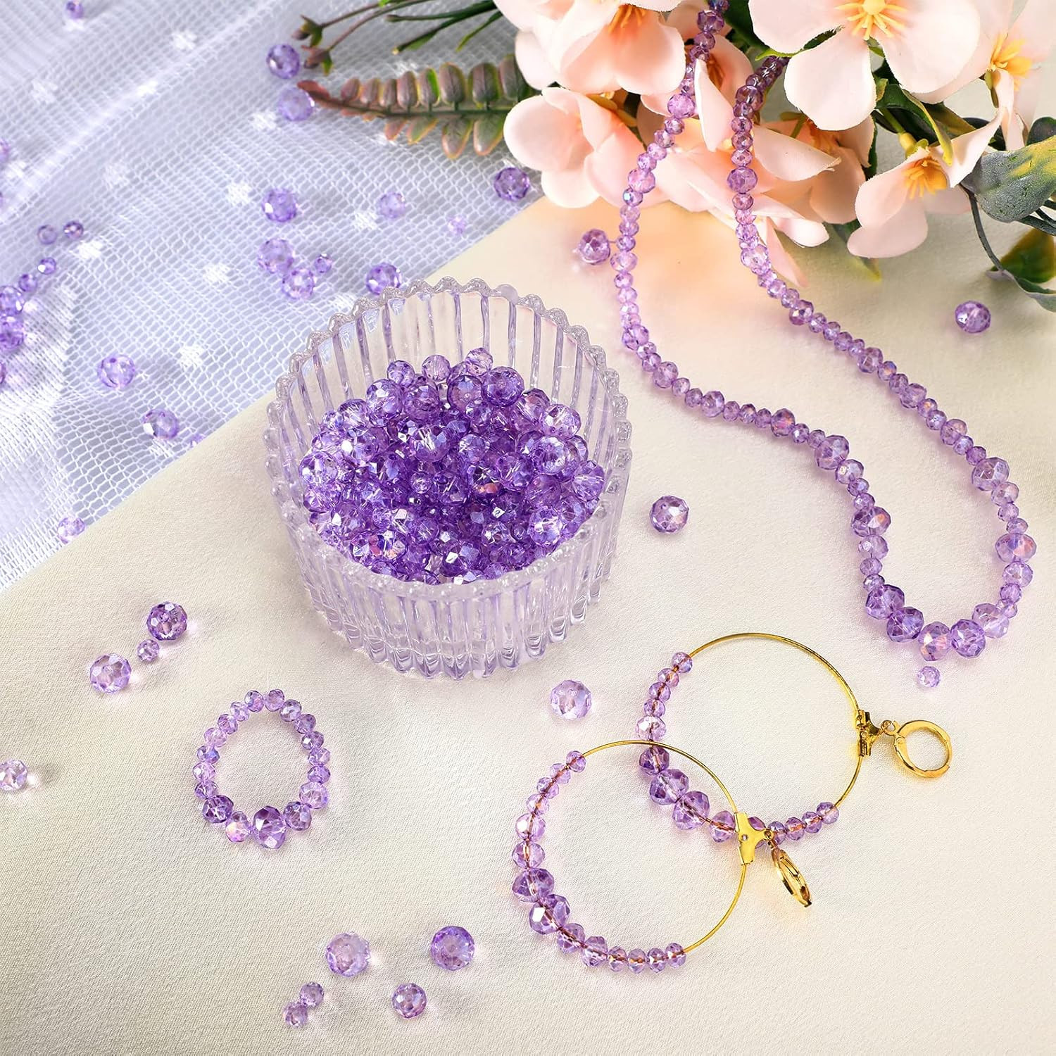 WILLBOND 600 Pcs Crystal Glass Beads for Jewelry Making Bulk Suncatcher Faceted