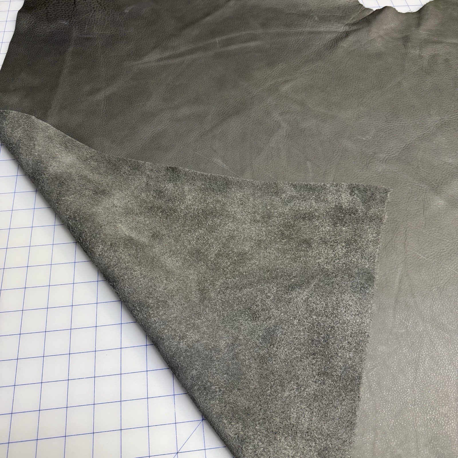 Grey Leather Hide Top Grain Remnant – See Description