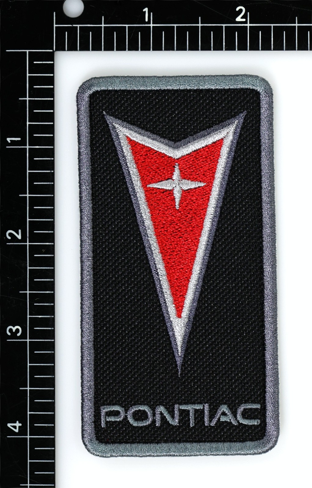 Pontiac Arrow Embroidered Patch Black/Dark Gray Iron-On Sew-On Jacket Bag Shirt