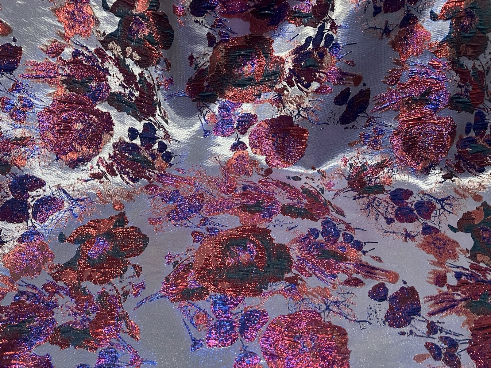 Purple blue Pink Jacquard Metallic Brocade Fabric 58” Width By The Yard