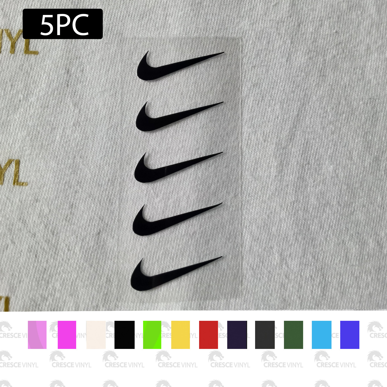 SPORTS SWOOSH LOGO IRON ON HTV 5pcs pick your color sports diy decal