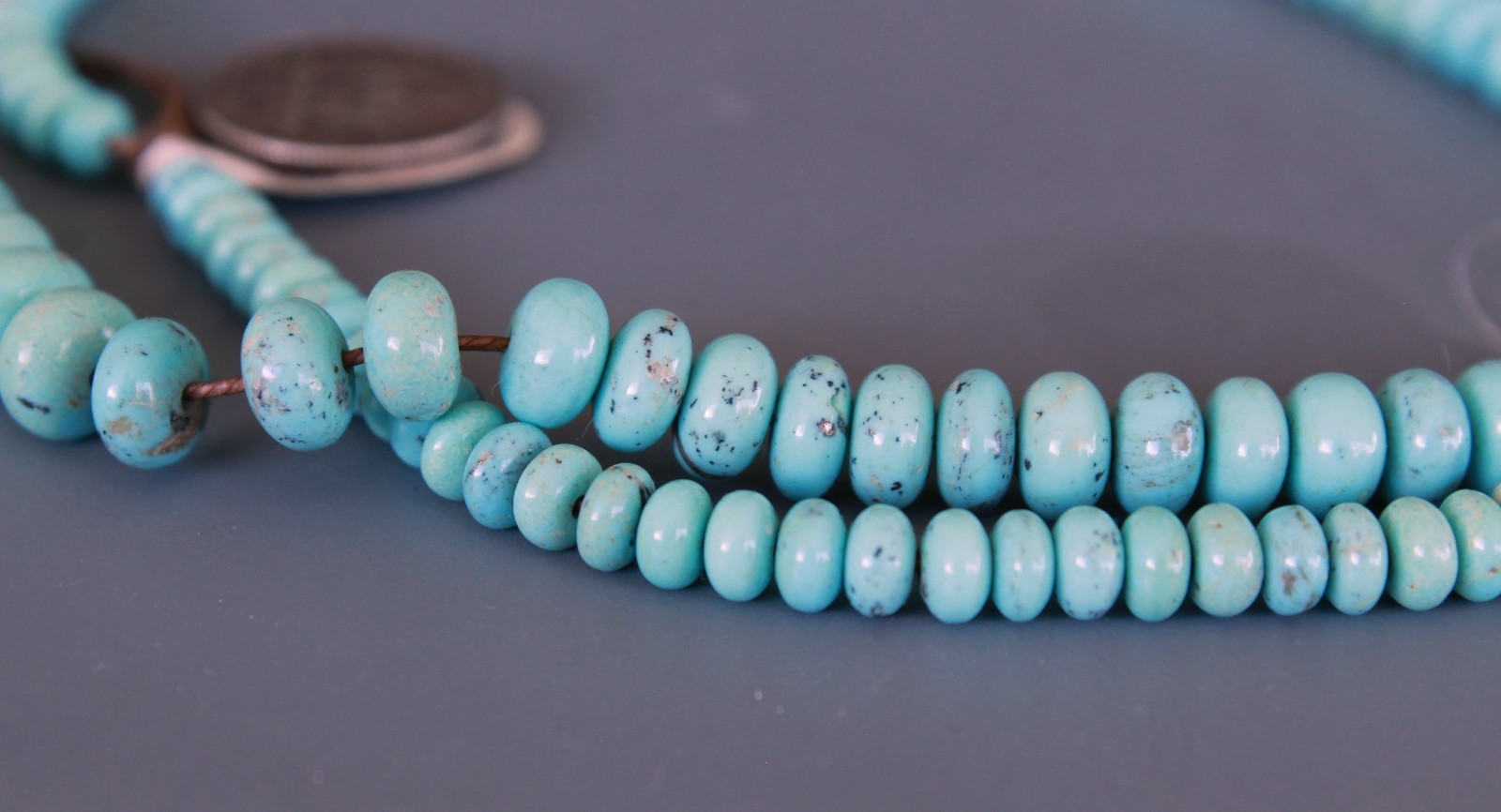 24in Campitos Turquoise Graduated Rondelle shape beads CHOICE Quality