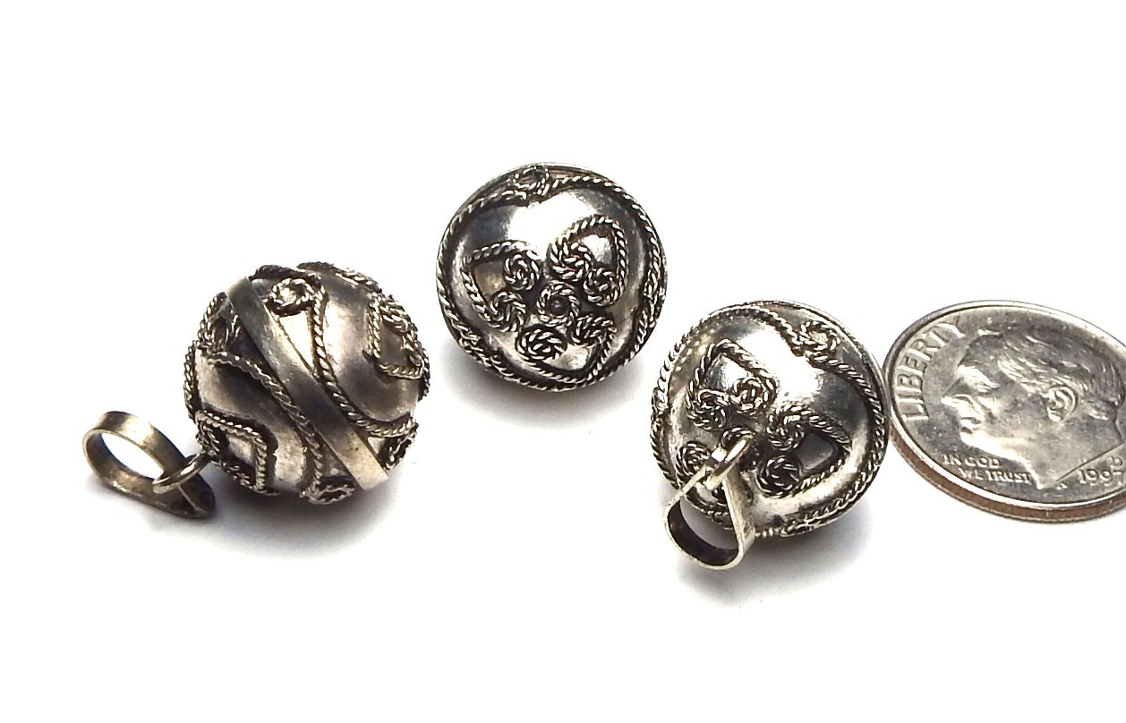 925 BALI Sterling Silver Harmony Ball Bola Pendant Bell Indonesia Choose Style