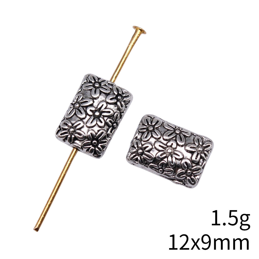 20pcs 12x9mm Tibetan Silver Alloy Charm Floral 2Side Small Hole Bead h3911