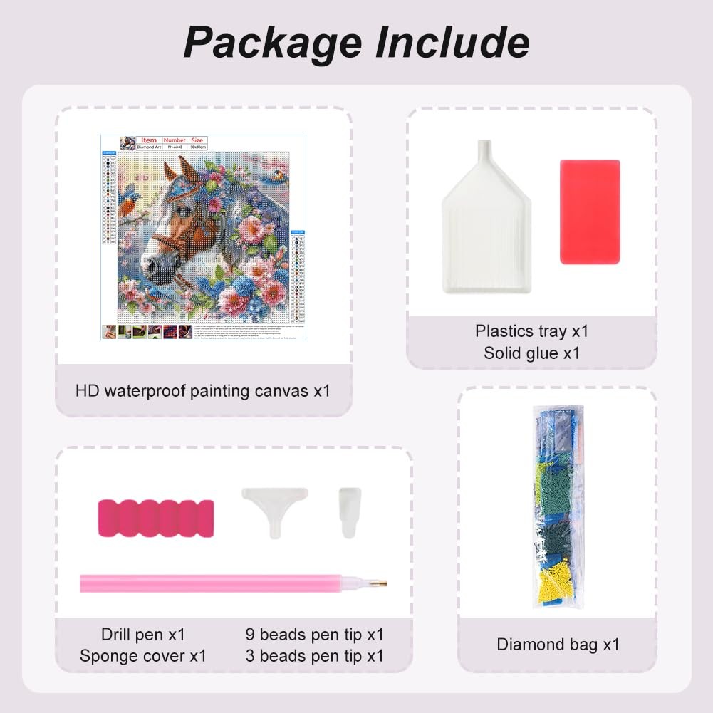 5D Diamond Painting Kits for Adults, Horse Diamond Art Kits for Adults Beginn…