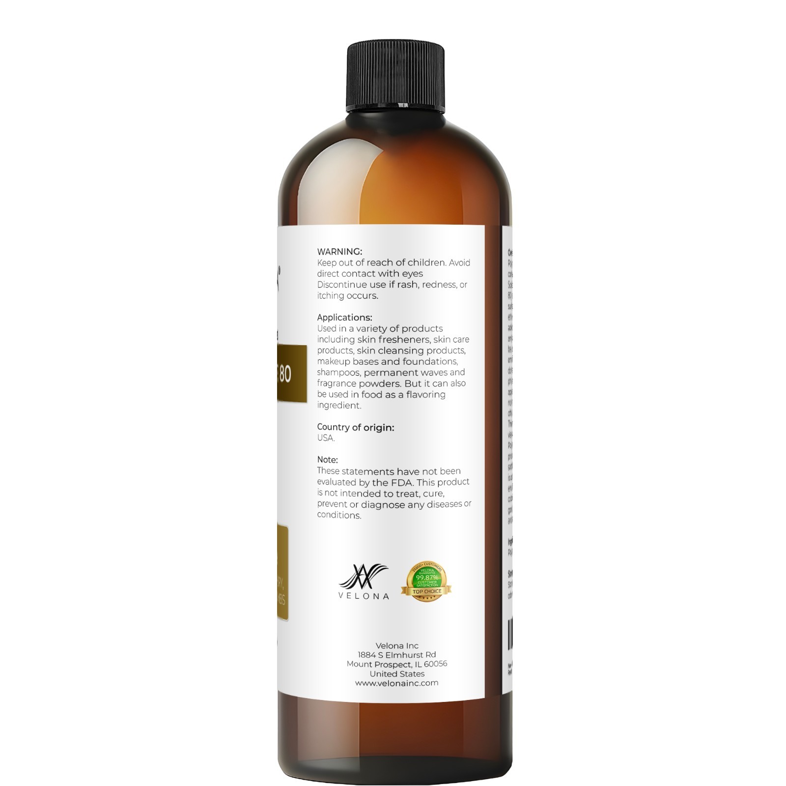 Polysorbate 80 by Velona 2oz-7lb Solubilizer, Food Cosmetic Grade Cooking, Bath