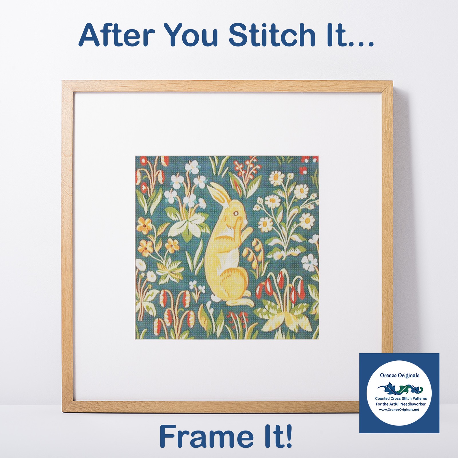 Medieval Navy Blue Unicorn Captivity from Tapestry Counted Cross Stitch Pattern