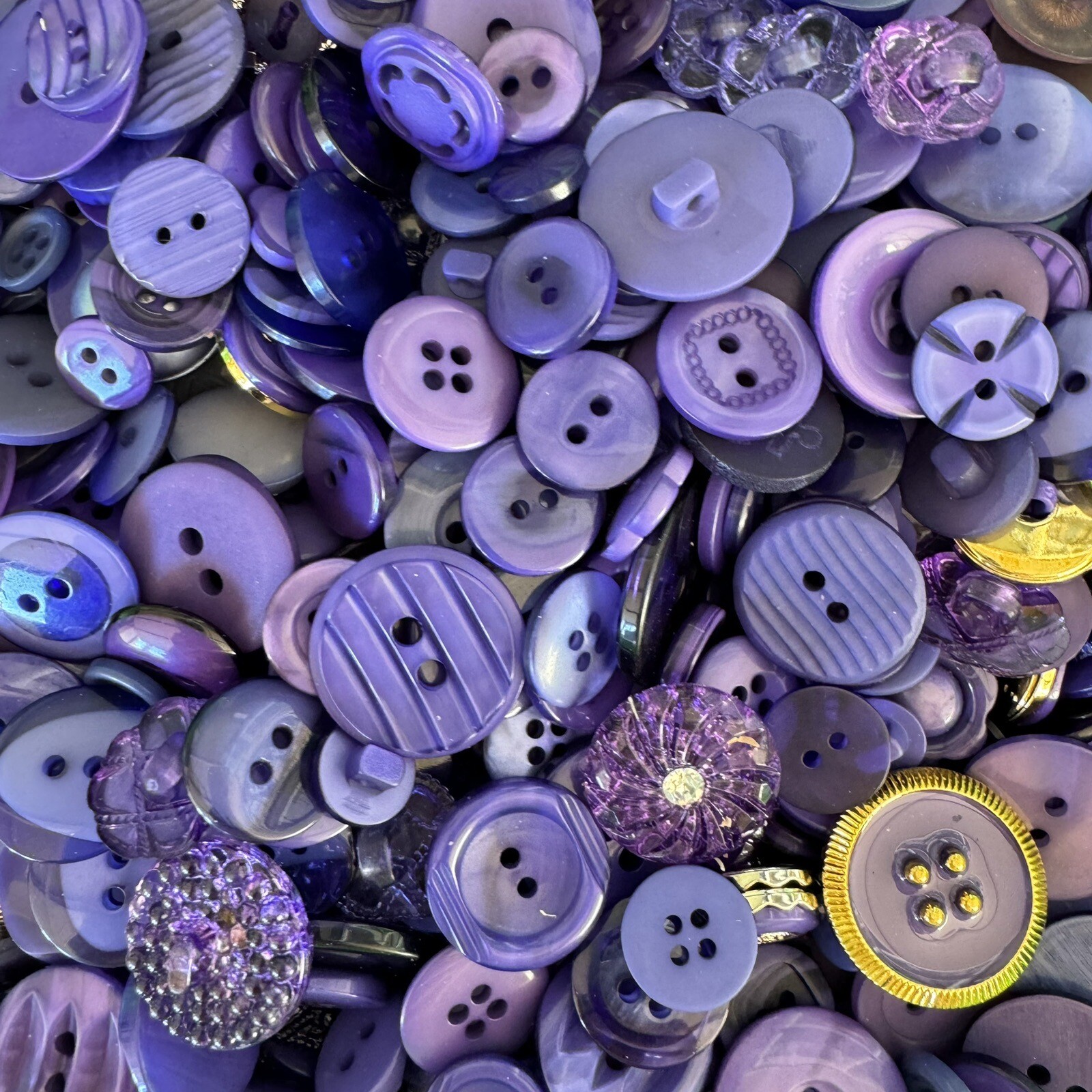 Incredible Mixed Lot Of Dyed PURPLE Premium Buttons All Sizes For Embellishments