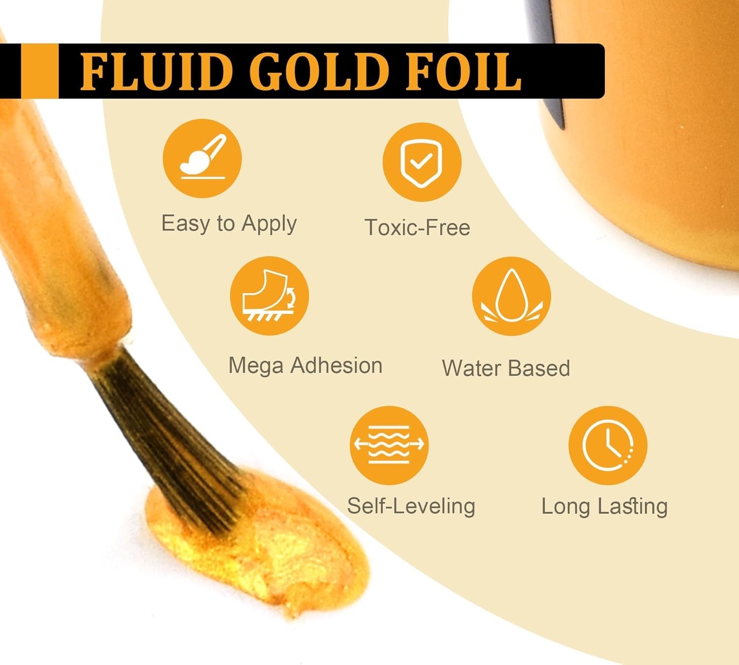 Liquid Gold Leaf Paint Kit – 3.53oz Ultra Shiny Quick Dry Metallic Gilding Pa…