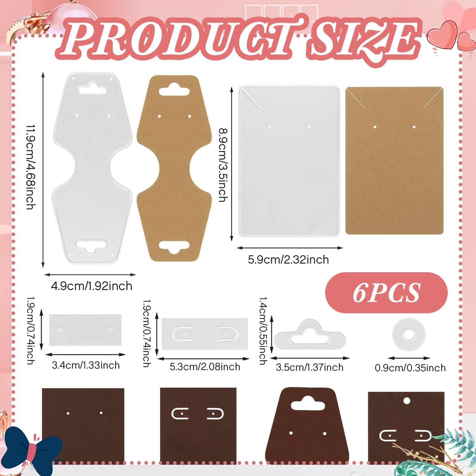 6 Pcs Earring Display Cards Cutting Dies Carbon 2.32 inches by 4.69