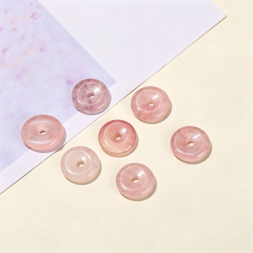 20pcs Artificial Cherry Quartz Stone Large Hole Circle Beads Pendants 16mm DIY