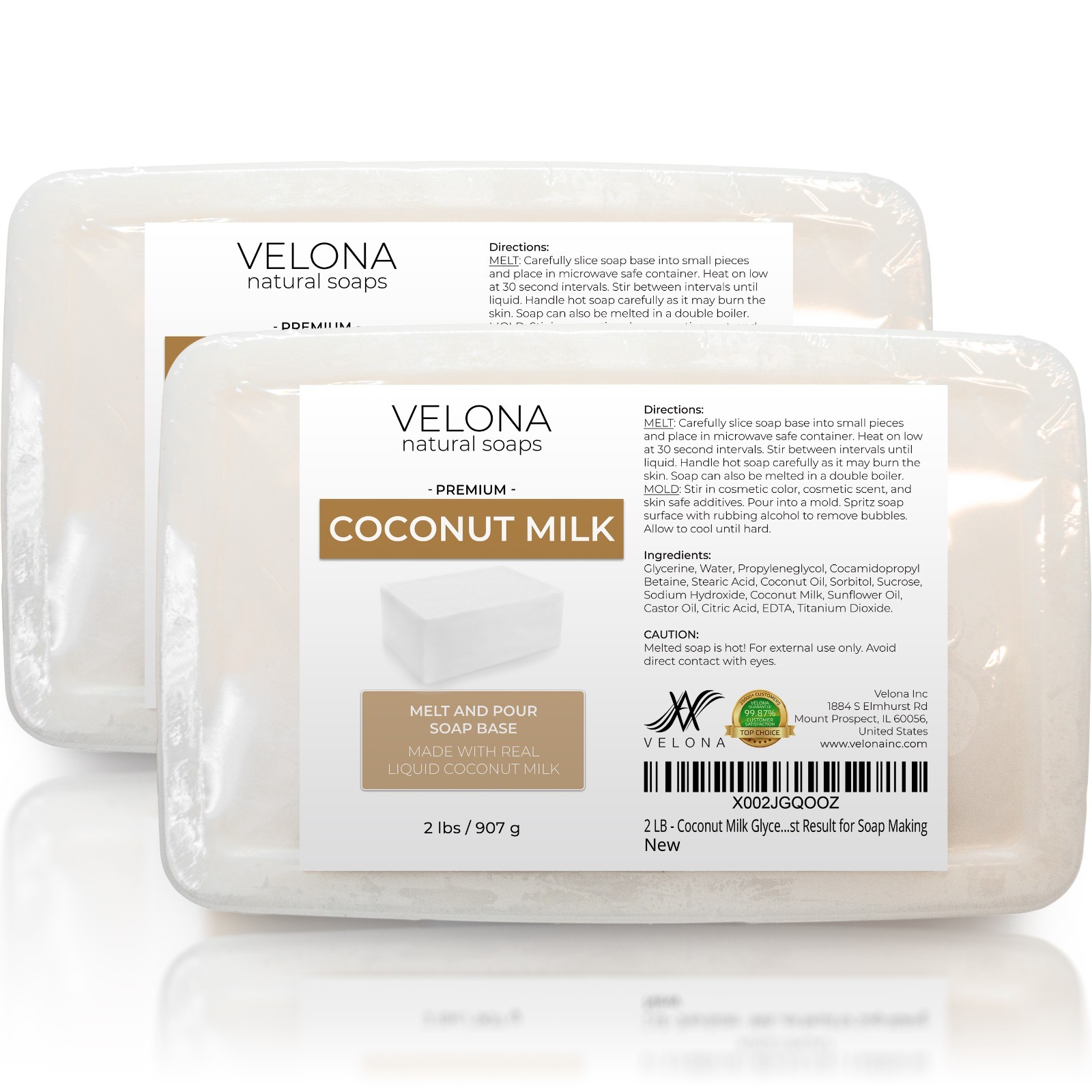 2,5,10,25 LB – Coconut Milk Glycerin Soap Base by Velona SLS/SLES Free Melt Pour