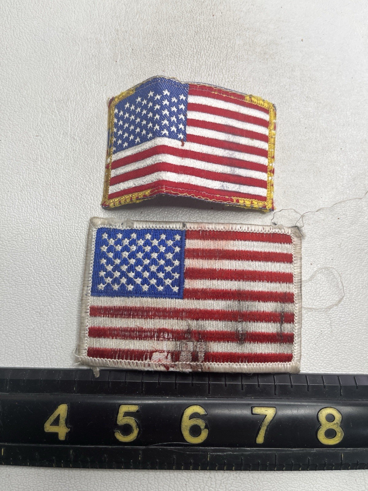 Vtg 2 Patches Lot Well-Worn, Distressed USA FLAG Patch Lot T209