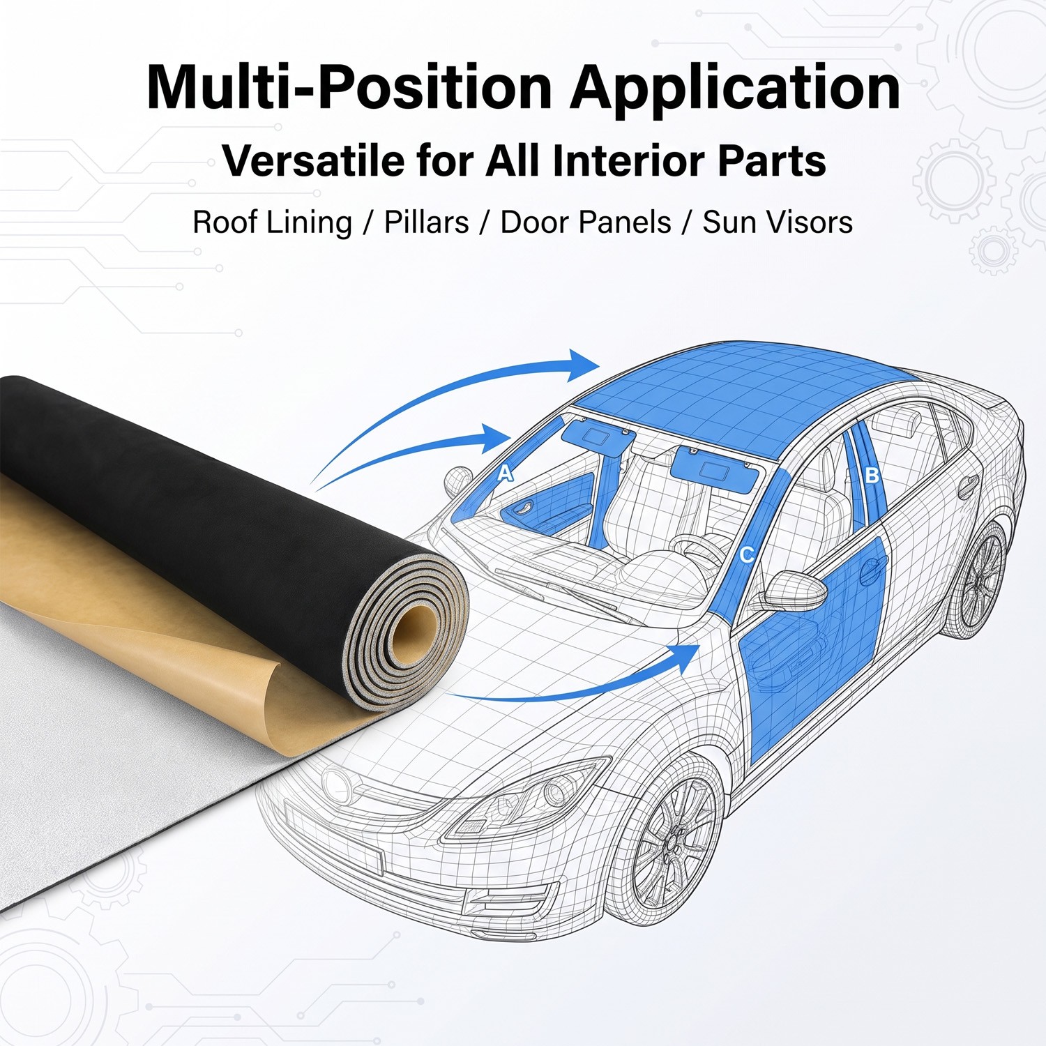 Automotive Suede Headliner Fabric with Adhesive Backing & Roller Car Replacement