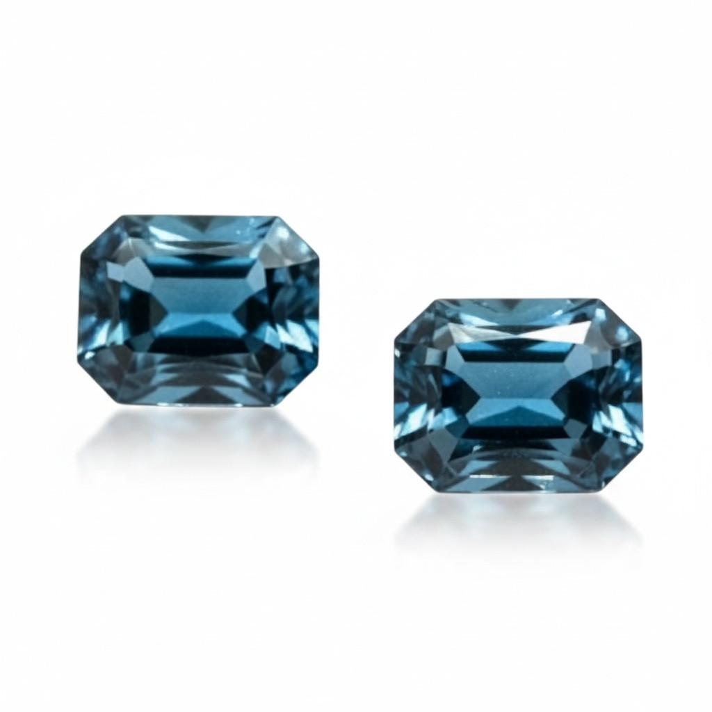 Vintage NOS Swarovski 4600 Aquamarine Octagon Crystals 12x10mm Foiled Back 2pc