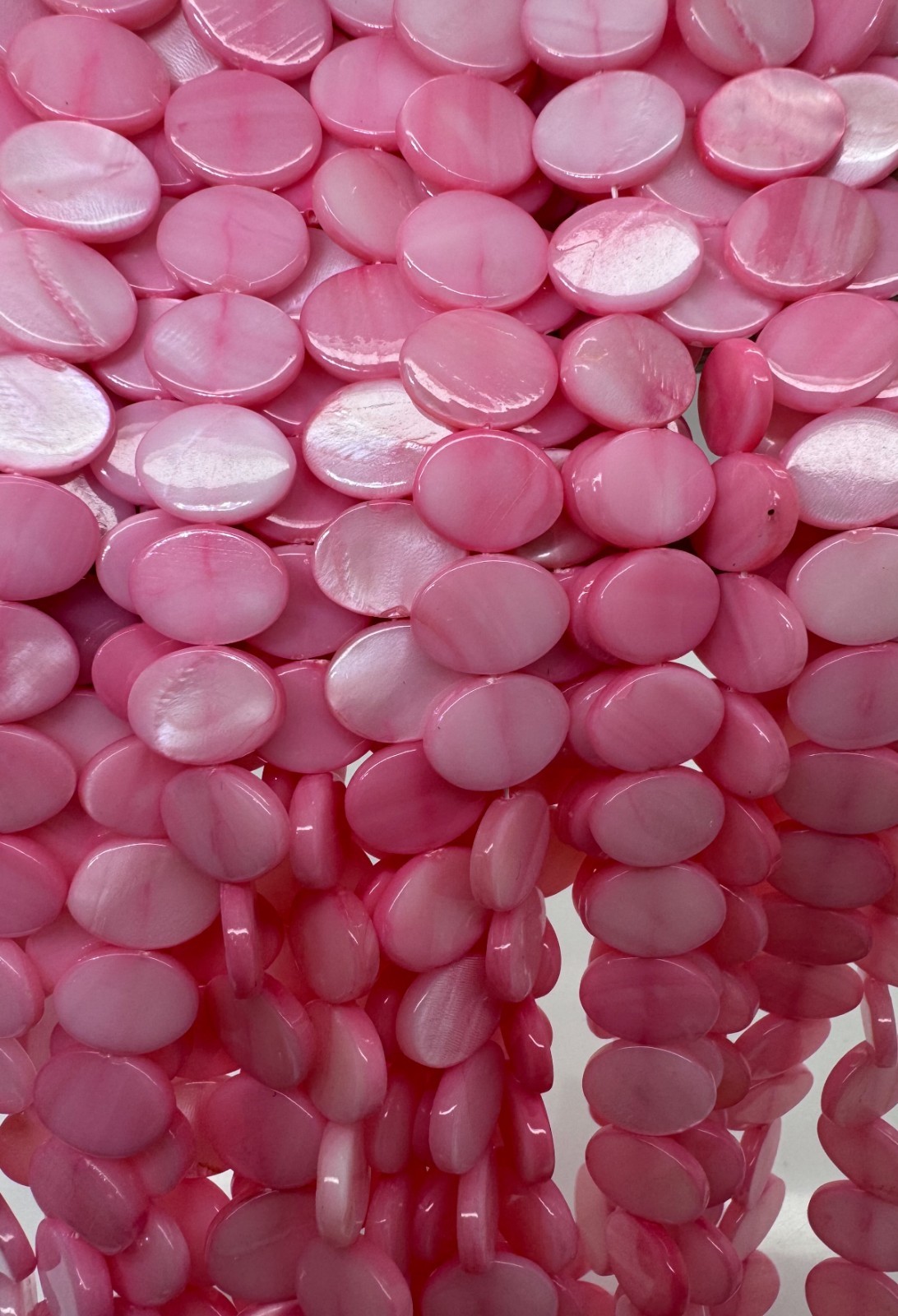 Rose Pink Mother of Pearl Oval Beads Genuine 12x9mm MOP Shell PG323