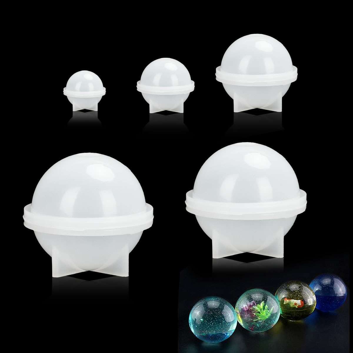 5Pcs Silicone Ball Mould Sphere Mold Balls Epoxy Resin Casting DIY Making Craft