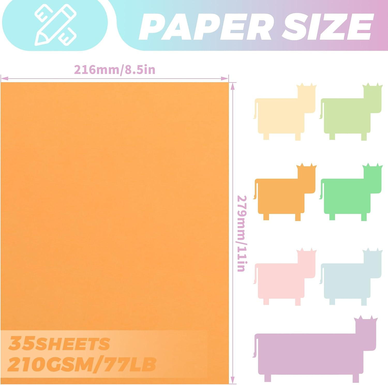 35 Sheets 7 Colors Cardstock – Pastel 8.5” X 11” 77Lb/210Gsm | Uncle Paul Heav