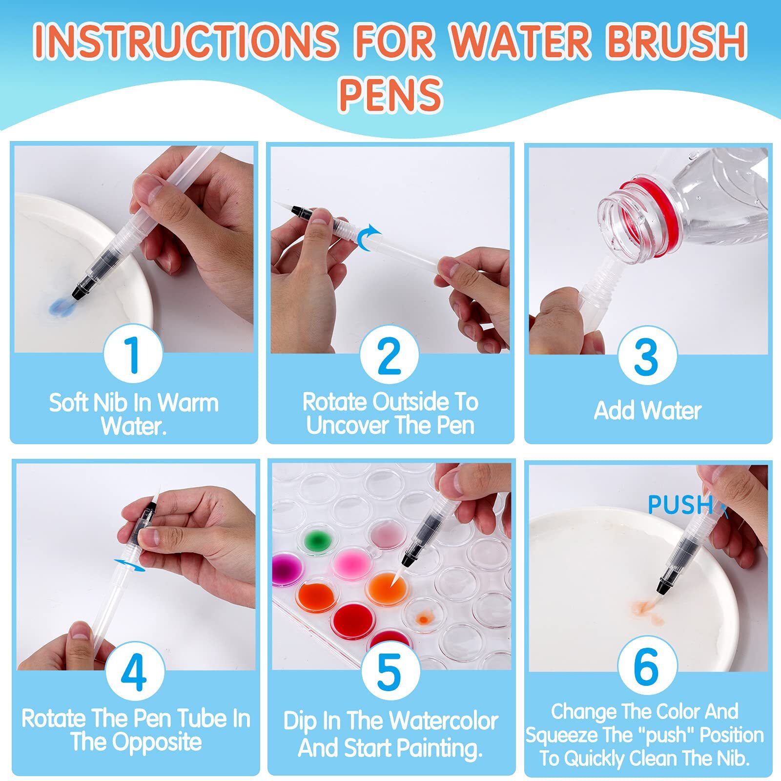 48-Color Watercolor Paint Set Washable with Brushes Pad Palette for All Ages